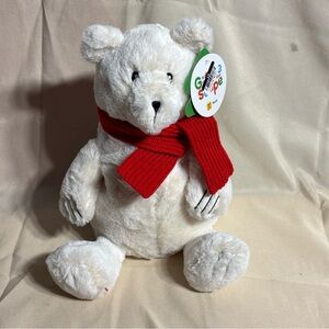 Polar Bear Plushie Red Scarf Giggle Scape Medium Size 12 Inch